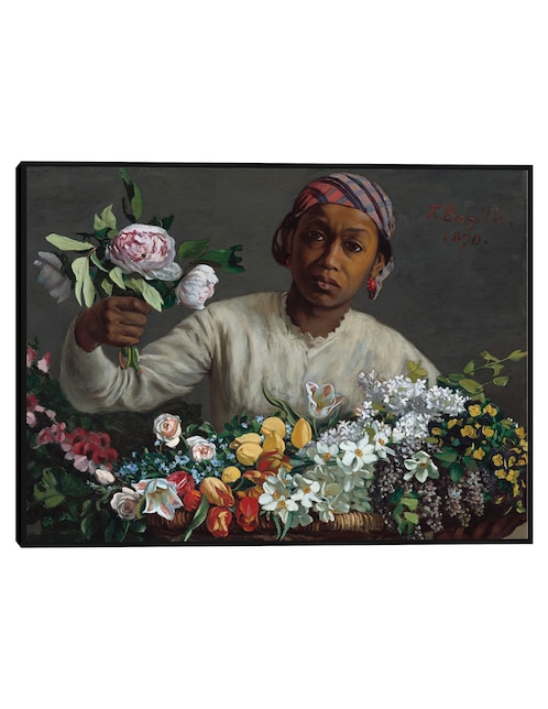 Cuadro decorativo Mujer joven con peonías técnica mixta Arreglo Floral 1