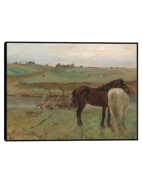 Cuadro decorativo Caballos en una pradera técnica mixta Animales Domésticos 1