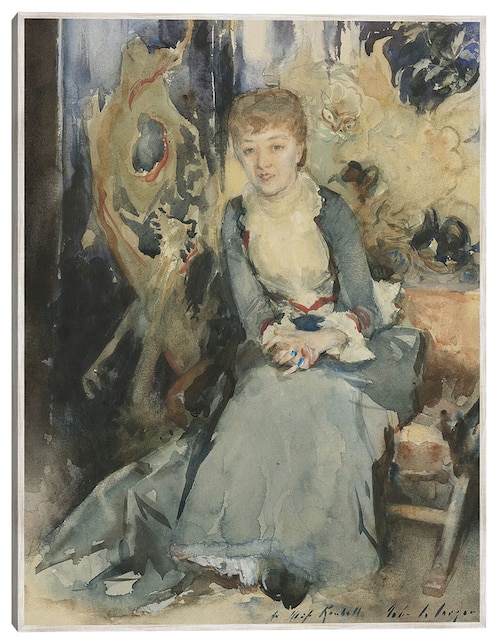 Cuadro decorativo Sra. Reubell Sentada Frente A Una Pantalla (Hacia 1884) técnica mixta Cuadros Jr Gente