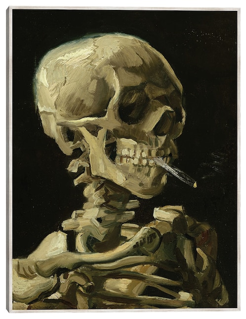 Cuadro decorativo Cabeza De Esqueleto Con Un Cigarrillo Encendido técnica mixta Formas 1