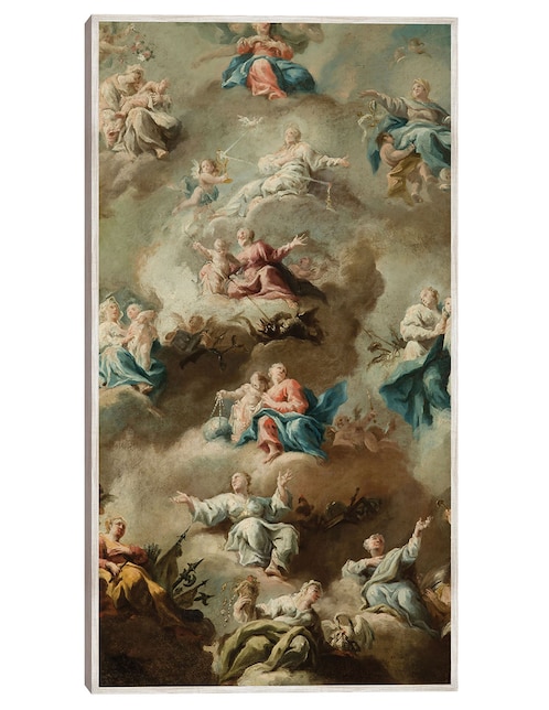 Cuadro decorativo Escena Religiosa Alegórica Con La Virgen María (Siglo XVIII) técnica mixta Ángeles 1