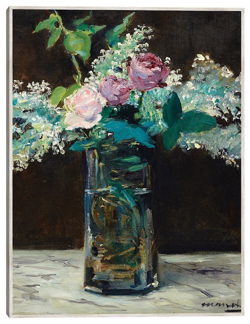 Cuadro decorativo Jarrón de Lilas Y Rosas Blancas (1883) técnica mixta  Floreros 1