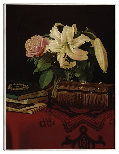 Cuadro decorativo Naturaleza Muerta Sobre La Mesa de Trabajo de Una Dama (1868) técnica mixta Ramos 1