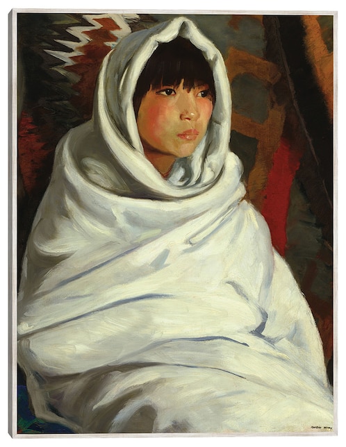 Cuadro decorativo Niña India En Manta Blanca técnica mixta Retratos 1