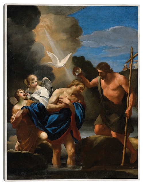 Cuadro decorativo El Bautismo De Cristo (Ca. 1650) técnica mixta Figuras Celestiales 1