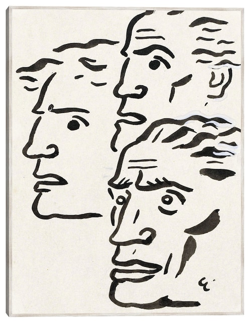 Cuadro decorativo Tres Cabezas De Hombres (1891) técnica mixta Bocetos 1