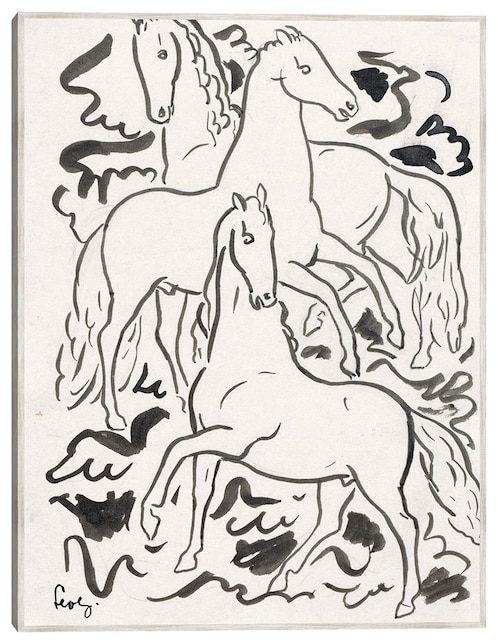 Cuadro decorativo Tres Caballos (1925) técnica mixta Bocetos 1
