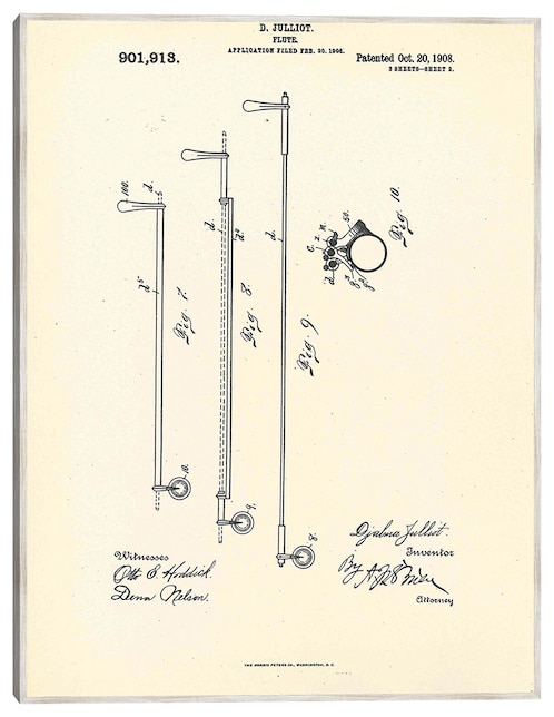 Cuadro decorativo Flauta Patentada, Inventora Djalma Julliot, 20 De Octubre De 1909 Ii técnica mixta Planos 1