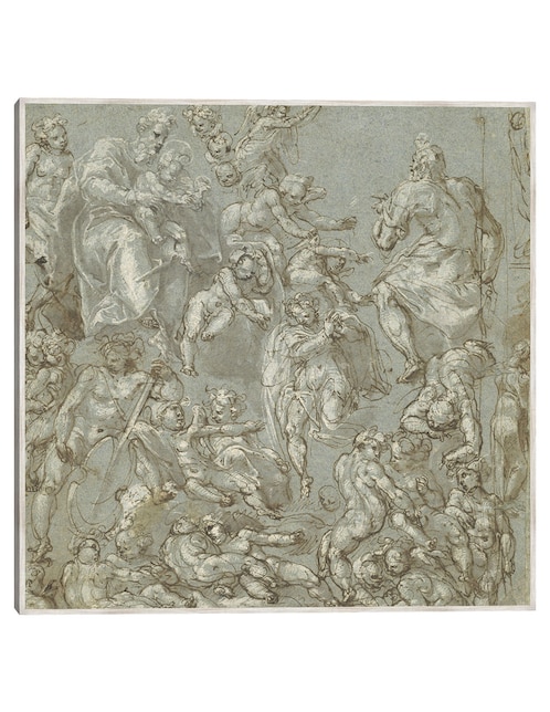 Cuadro decorativo San José y El Niño Jesús Con Ángeles y Amorcillos (1590-1600) técnica mixta Figuras Celestiales 1