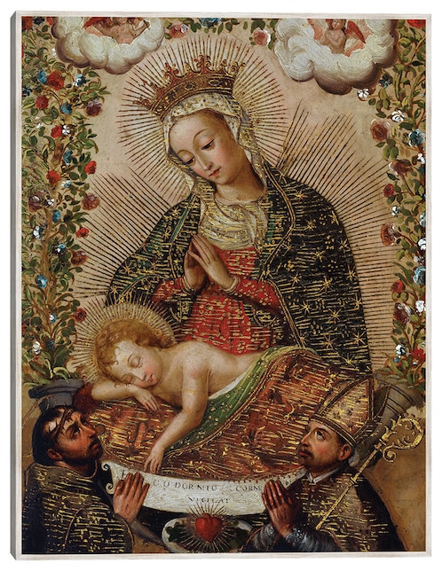 Cuadro decorativo La Virgen Adorando Al Niño Jesús Con Dos Santos (Siglo Xviii) técnica mixta Vírgenes 1