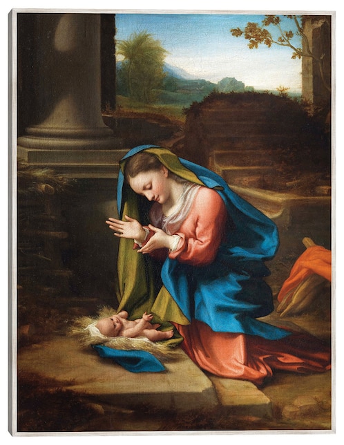 Cuadro decorativo Adoración Del Niño Jesús (1518-1520) técnica mixta ...