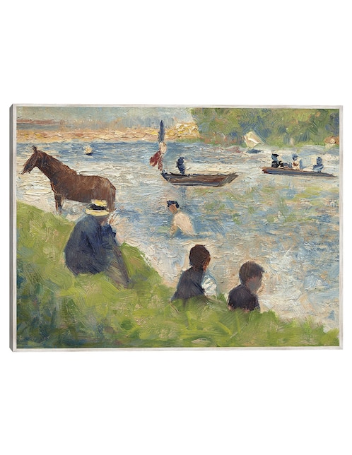 Cuadro decorativo Caballo y Barcos (Estudio Para Bañistas En Asnières) (1883-1884) técnica mixta Playas 1