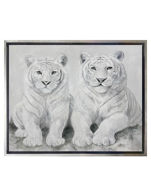Pintura Pareja De Tigres Blancos técnica acrílico Lune Art Gallery Animalart