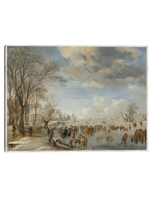 Cuadro decorativo Invierno En Holanda: Escena de Patinaje técnica mixta Cuadros Jr Invierno