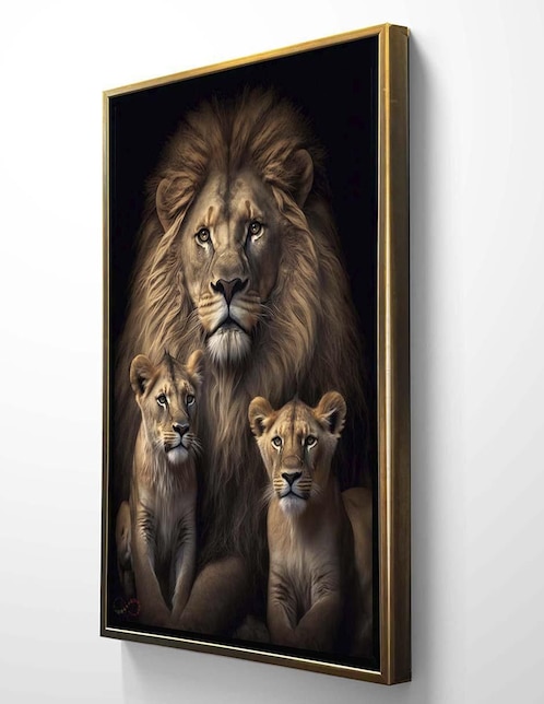 Pintura León y cachorros técnica impresión Ideas Creativas In