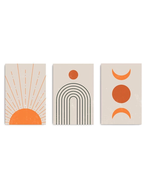 Cuadro decorativo Canvas Art MX Set de formas de Amanecer minimalistas con Barniz a registro