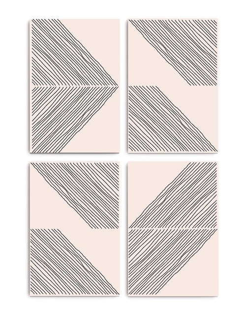 Cuadro decorativo Canvas Art Mx Arte minimalista en diagonal y formas modulares
