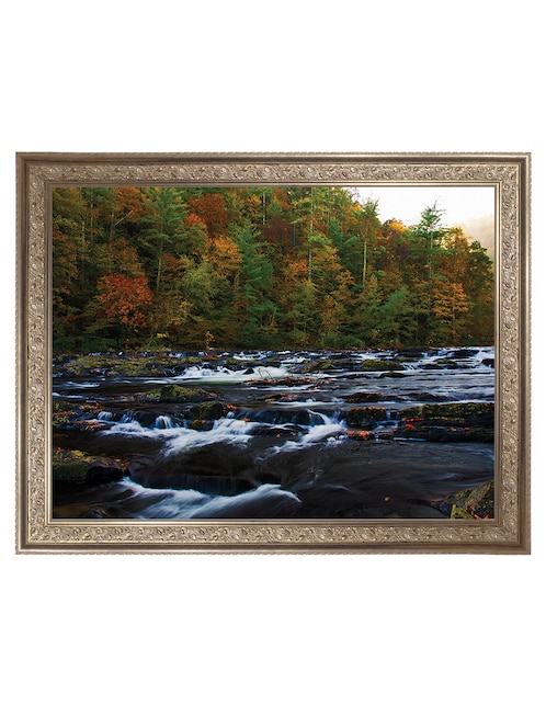 Cuadro decorativo enmarcado- otoño en el río tellico de andy crawford técnica mixta 1