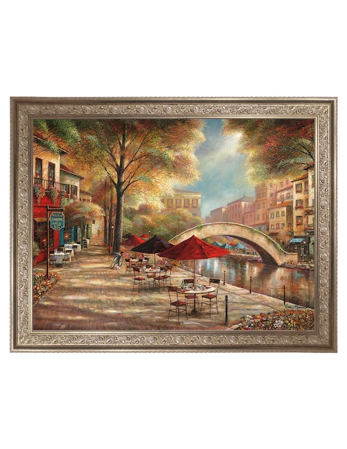 Cuadro decorativo enmarcado- encanto del paseo del río de ruane manning técnica mixta 1