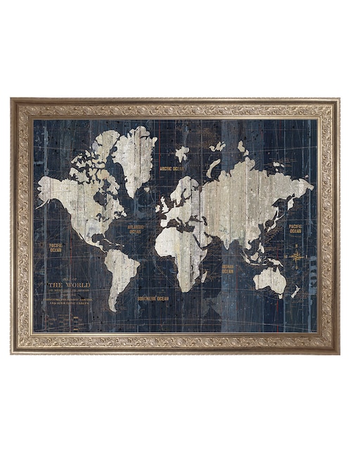 Cuadro decorativo Enmarcado- Mapa del Viejo Mundo azul v2 de Wild Apple Portfolio mixta 1