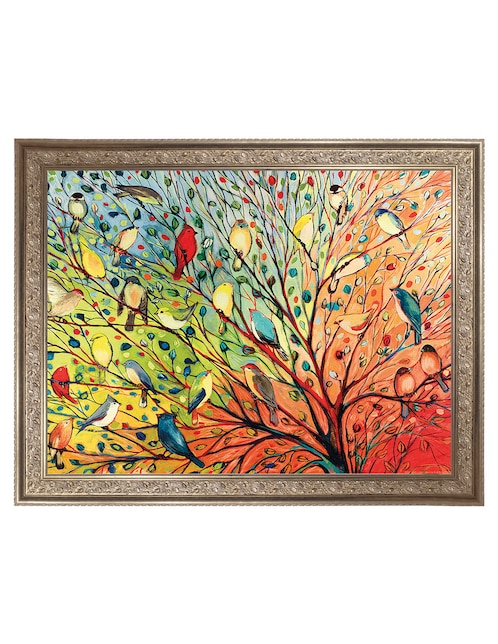 Cuadro decorativo 27 aves de Jennifer Lommers técnica mixta 1