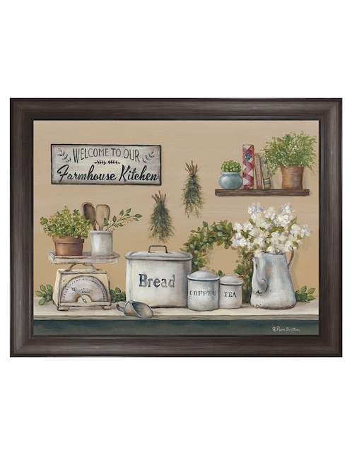 Cuadro decorativo Cocina de granja con jardín de Pam Britton técnica mixta 1