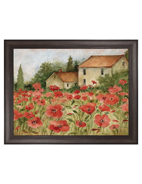 Cuadro decorativo Paisaje toscano de amapolas de Susan Winget técnica mixta 1