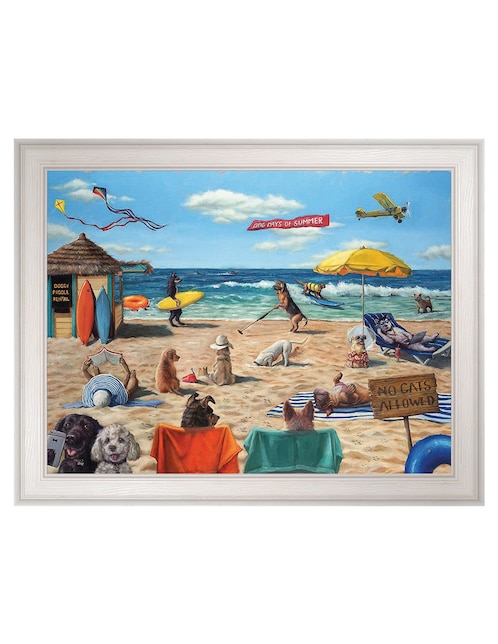 Cuadro decorativo Playa de perros de Lucia Heffernan técnica mixta 1
