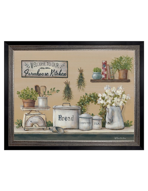 Cuadro decorativo Cocina de granja con jardín de Pam Britton técnica mixta Cuadros Jr