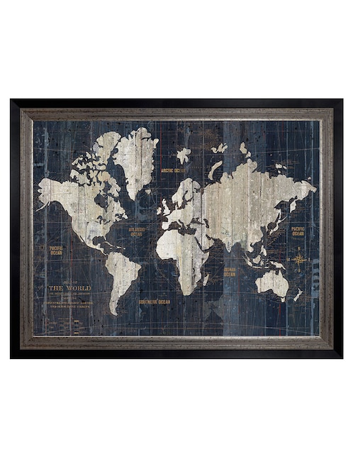 Cuadro decorativo Mapa del Viejo Mundo azul v2 de Wild Apple Portfolio técnica mixta 1