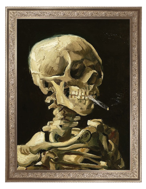 Cuadro decorativo Calavera con cigarrillo encendido de Vincent Van Gogh técnica mixta Cuadros Jr
