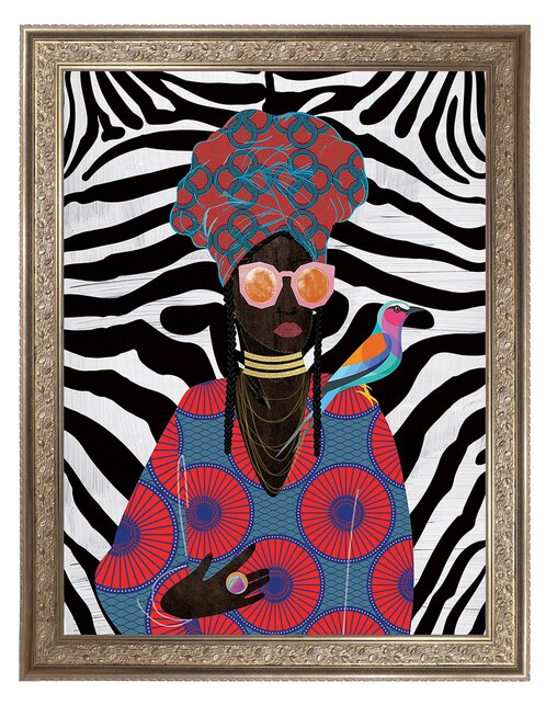 Cuadro decorativo Reina moderna con turbante 2 de Nikki Chu técnica mixta 1
