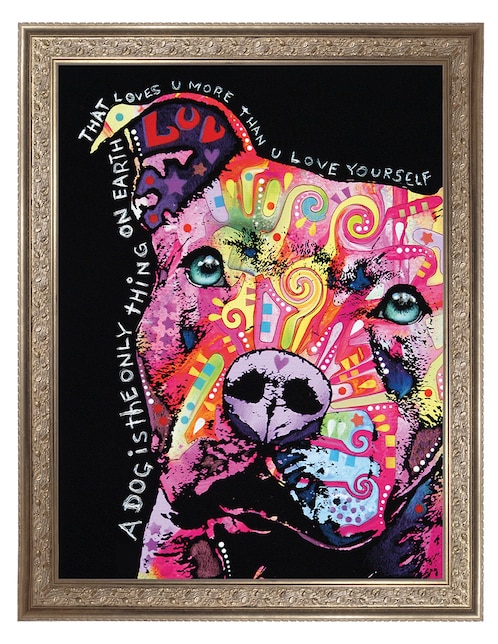 Cuadro decorativo Pitbull pensativo de Dean Russo técnica mixta 1