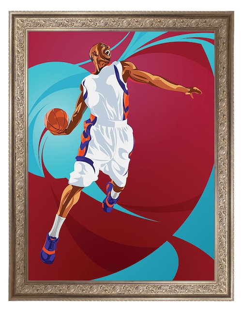 Cuadro decorativo Clavada de baloncesto de Nikita Abakumov técnica mixta 1