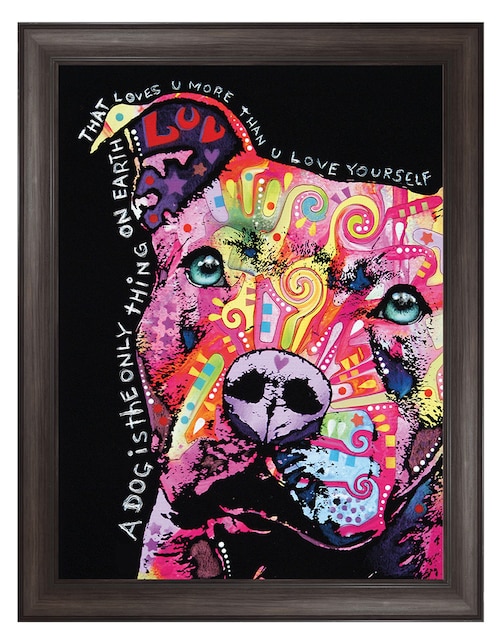Cuadro decorativo Pitbull pensativo de Dean Russo técnica mixta 1