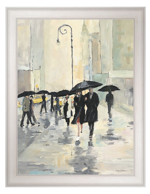Cuadro decorativo Ciudad bajo la lluvia de Avery Tillmon técnica mixta 1