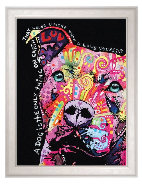 Cuadro decorativo Pitbull pensativo de Dean Russo técnica mixta 1