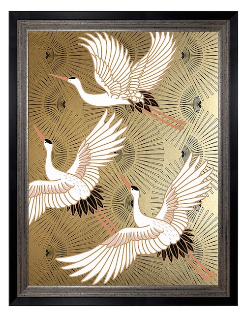 Cuadro decorativo Grulla joya japonesa de Nikki Chu técnica mixta 1