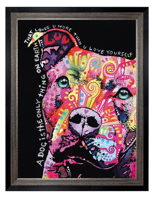 Cuadro decorativo Pitbull pensativo de Dean Russo técnica mixta 1