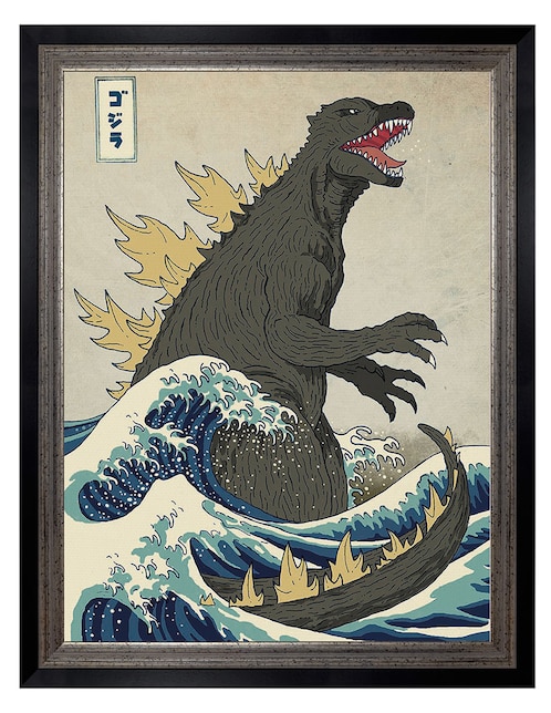 Cuadro decorativo El gran monstruo de Kanagawa de Michael Buxton técnica mixta 1