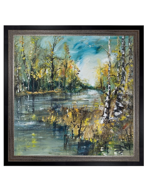Cuadro decorativo Curva de río de abedules de verano de DP Gallery técnica mixta 1