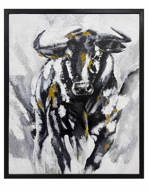 Pintura bull técnica mixta Jackies Mirrors Animalart
