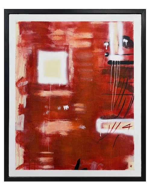 Pintura Ventana Roja técnica mixta Jackies Mirrors Abstracto