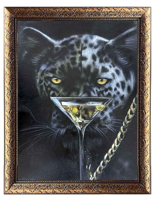 Pintura Un Trago En El Safari II técnica óleo Lune Art Gallery Animalart