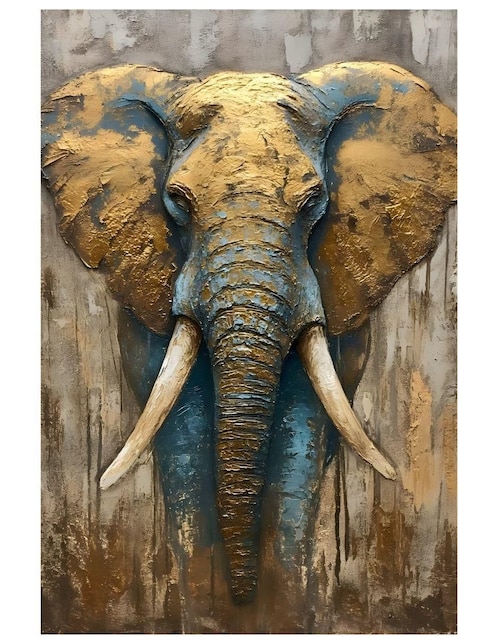 Cuadro decorativo generica animal elefante ocre 90 x 122 cm