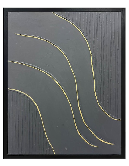 Pintura Gold Wave técnica mixta Jackies Mirrors Minimalista