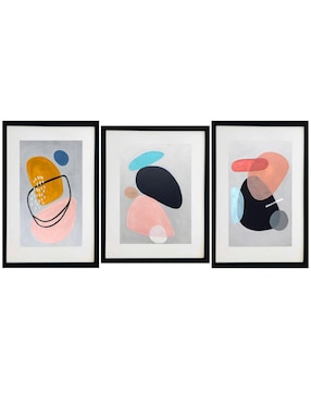 Set De 3 Cuadros Decorativos Enmarcados Pinturas De Lune Art Gallery Colección Abstractos