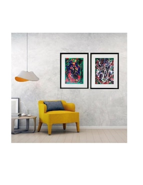 Colorido Set de dos pinturas únicas enmarcadas de Lune Art Gallery Colección Abstractos