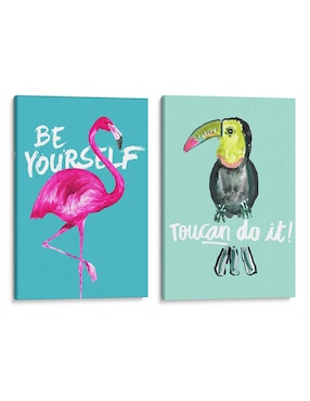 Set litografías Canvas Lab Set Flamingo y Tucan técnica Impresión