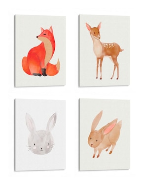 Set litografías Canvas Lab Animales en Acuarela técnica Impresión